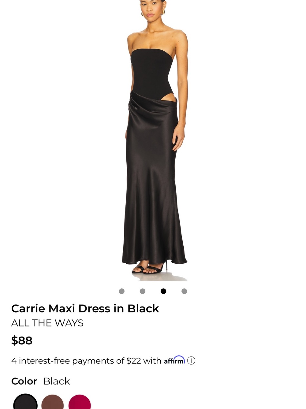 ALL THE WAYS Carrie Strapless Black Midi Dress